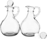 🍶 cornucopia glass oil and vinegar cruets: elegant round glass dispensers (set of 2) with stoppers logo