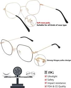 img 2 attached to 👓 GAOYE Retro Metal Lightweight Frame Computer Glasses for Women Men, Blue Light Blocking Lens, Anti-UV Glare GY1757