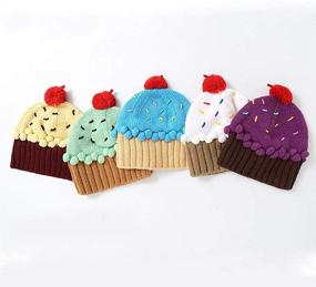 img 2 attached to 🧁 Xinqiao Kids Cupcake Beanie Hat - Unisex Cartoon Knitted Hat for Boys and Girls Ages 3-8 Years