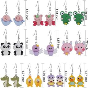 img 3 attached to 🍒 10 Pairs Mixed Resin Earrings Set: Animal, Fruit, Vegetable, Cake, Drink Bottle Dangle Drop Ear Jewelry for Teen Girls Kids - Funny Creative Statement Hoop Earrings