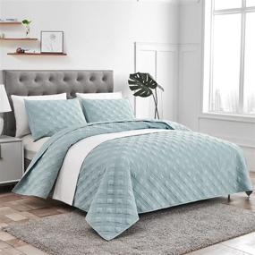 img 4 attached to 🛏️ Blue Charlie Allen Quilt Set - Queen Size (90"x90"), Lightweight & Reversible 3-Piece Bedspread/Coverlet/Bedding with Soft Microfiber Material - Includes 1 Quilt and 2 Shams