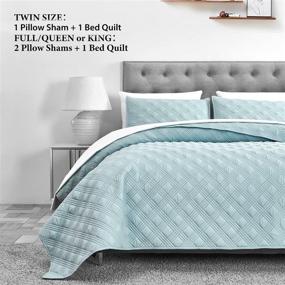 img 2 attached to 🛏️ Blue Charlie Allen Quilt Set - Queen Size (90"x90"), Lightweight & Reversible 3-Piece Bedspread/Coverlet/Bedding with Soft Microfiber Material - Includes 1 Quilt and 2 Shams