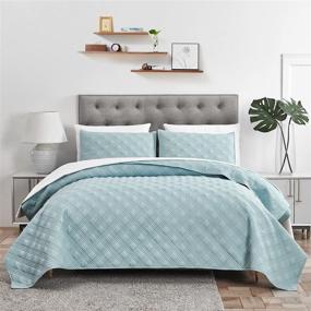 img 3 attached to 🛏️ Blue Charlie Allen Quilt Set - Queen Size (90"x90"), Lightweight & Reversible 3-Piece Bedspread/Coverlet/Bedding with Soft Microfiber Material - Includes 1 Quilt and 2 Shams