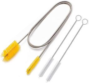 img 4 attached to 🟨 67 Inch Flexible Drain Spring Double Head Hose Brush - Stainless Steel Nylon + 2 PCS 8.2-Inch Straw Cleaning Brush (Yellow)