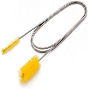 img 3 attached to 🟨 67 Inch Flexible Drain Spring Double Head Hose Brush - Stainless Steel Nylon + 2 PCS 8.2-Inch Straw Cleaning Brush (Yellow)