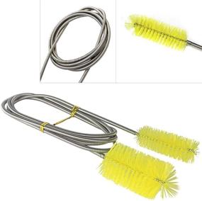 img 2 attached to 🟨 67 Inch Flexible Drain Spring Double Head Hose Brush - Stainless Steel Nylon + 2 PCS 8.2-Inch Straw Cleaning Brush (Yellow)