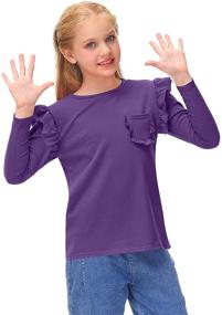img 2 attached to BesserBay Ruffle Shoulder Flutter T Shirt Girls' Clothing