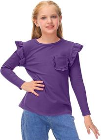 img 1 attached to BesserBay Ruffle Shoulder Flutter T Shirt Girls' Clothing