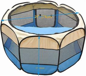 img 2 attached to 🐾 Portable Foldable Pet Playpen for Middle-Sized Dog, Cat, Rabbit, Puppy, Hamster or Guinea Pig - Indoor/Outdoor Mesh Tent with Removable Shade Cover and Travel Carrying Case - 29x17 Inches (M 7443)