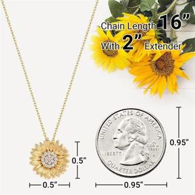 img 1 attached to 🍉 Exquisite WATERMELONMODA Sunflower Pendant Necklace: Dazzling CZ Studded Crystal Cubic Zirconia, Premium Gold, 16” Chain - Perfect Gift for Women and Girls