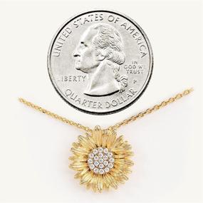 img 2 attached to 🍉 Exquisite WATERMELONMODA Sunflower Pendant Necklace: Dazzling CZ Studded Crystal Cubic Zirconia, Premium Gold, 16” Chain - Perfect Gift for Women and Girls