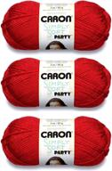 🧶 caron simply soft party yarn (3-pack) in rich red sparkle: add glamour to your creations with h97par-15 logo