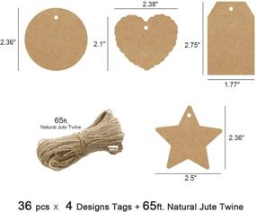 img 3 attached to 🏷️ Gexolenu Kraft Gift Tags Set - 144 PCS Paper Labels with 65 ft. Natural Jute Twine, Ideal for Price Labels and Gift Tagging