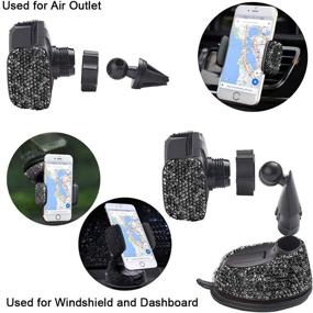 img 3 attached to Luxury Rhinestone Car Phone Mount Cell Phone Holder With One More Air Vent Base