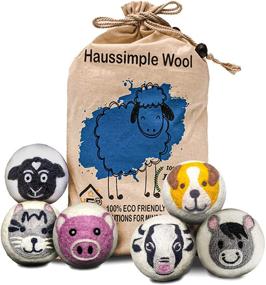 img 4 attached to 🐑 Organic Felt Wool Dryer Balls 6 Pack - Laundry Fabric Softener, Extra Large & Reusable Handmade Natural Sheep Wool, Lint & Wrinkle Free, Anti Static, Baby Safe (Farm Animals)