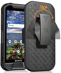 img 2 attached to Nakedcellphone Kyocera Duraforce Pro 2 Case: Slim Ribbed Kickstand Cover & Belt Hip Holster Combo - [Black Tread] [Rotating/Ratchet]