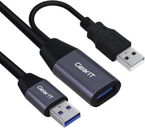 img 3 attached to 🔌 GearIT 50ft USB 3.0 SuperSpeed Active Extension Cable with Signal Booster - Black