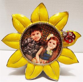 img 3 attached to 🐞 Red Jeweled Ladybug Sunflower Frame, 2"x2" Round Picture Frame