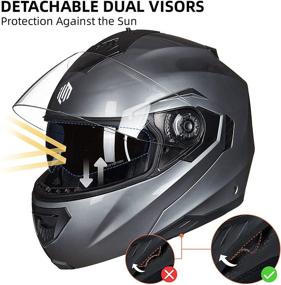 img 2 attached to 🏍️ ILM Adult Modular Full Face Motorcycle Helmets with Dual Visor, Large Air Vents - Ideal for Men and Women - DOT Certified