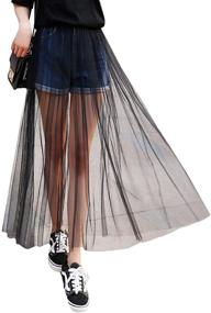 img 4 attached to 👗 CLARA Women's High Waist Sheer Mesh Maxi Skirt for Beach Cover-Up