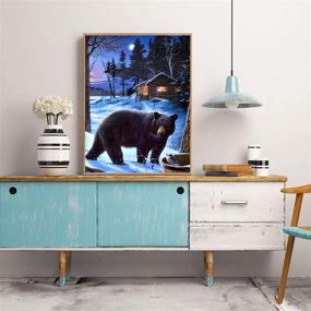 img 1 attached to 🐻 Captivating 5D Diamond Painting Winter Bear Bird Cabin Full Drill Kit - Create Stunning DIY Rhinestone Art Decorations (12x16inch)