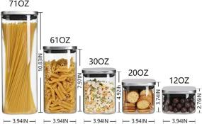 img 3 attached to 🍶 Glass Storage Jars Set with Airtight Stainless Steel Lids - 5-Piece Glass Kitchen Canisters for Cookies, Sugar, Flour, Spices, Pasta, Beans, Coffee Beans, and Grains