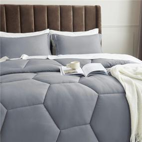 img 1 attached to 🛏️ Bedsure Queen Comforter Set: All-Season Grey Bedding Set with 1 Comforter and 2 Pillow Shams