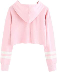 img 2 attached to 👚 Imily Bela Kids Crop Tops: Trendy Striped Long Sleeve Hoodies for Girls