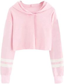 img 3 attached to 👚 Imily Bela Kids Crop Tops: Trendy Striped Long Sleeve Hoodies for Girls