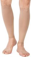 tofly calf compression sleeve: footless 20-30mmhg leg support socks for pain relief, swelling, & varicose veins - beige m логотип