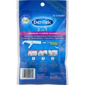 img 3 attached to ДенТек 3-в-1 межзубные чистильщики: зубная нить, щетка, зубочистка для полной устной гигиены, в комплекте футляр для путешествий - 16 штук.