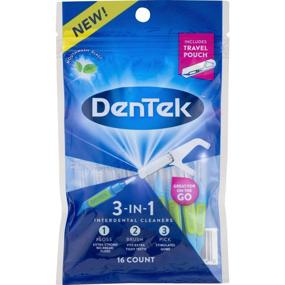 img 4 attached to DenTek 3-In-1 Interdental Cleaners: Floss, Brush, Pick for Complete Oral Hygiene, Travel Pouch Included - 16 Count