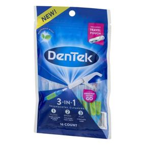 img 1 attached to DenTek 3-In-1 Interdental Cleaners: Floss, Brush, Pick for Complete Oral Hygiene, Travel Pouch Included - 16 Count