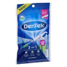 img 2 attached to DenTek 3-In-1 Interdental Cleaners: Floss, Brush, Pick for Complete Oral Hygiene, Travel Pouch Included - 16 Count