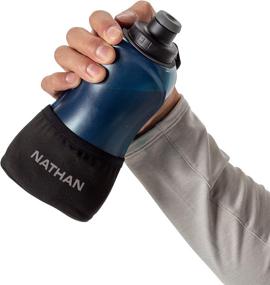 img 1 attached to Nathan Quick Squeeze Handheld Water Bottle: No-Grip Adjustable Strap, 12oz / 18oz / Insulated, Reflective Hydration