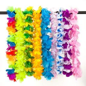 img 3 attached to 🌺 50 Counts LongSky Hawaiian Leis: Vibrant Silk Flower Necklaces for Luau Beach Birthday Party Decorations and Favors