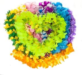 img 2 attached to 🌺 50 Counts LongSky Hawaiian Leis: Vibrant Silk Flower Necklaces for Luau Beach Birthday Party Decorations and Favors