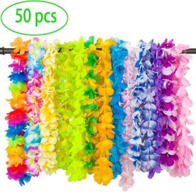 img 4 attached to 🌺 50 Counts LongSky Hawaiian Leis: Vibrant Silk Flower Necklaces for Luau Beach Birthday Party Decorations and Favors