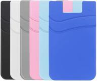 phone wallet stick on - ss adhesive card holder for iphone, samsung, and most smartphones - 2 pocket sleeve - credit card stick-on wallet (6 pack) logo