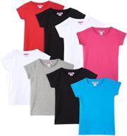 👚 8 pack of pink angel kids girls cotton crew neck shirt: casual solid plain short sleeve tees in assorted colors logo