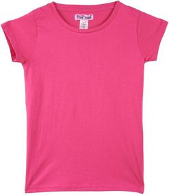 img 2 attached to 👚 8 Pack of Pink Angel Kids Girls Cotton Crew Neck Shirt: Casual Solid Plain Short Sleeve Tees in Assorted Colors