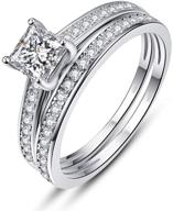 avecon engagement wedding ring sets for women - 1.35ct princess cut white cubic zirconia bridal ring sets, crafted in 925 sterling silver, size 5-10 logo