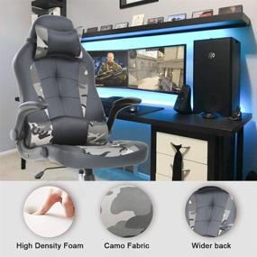 img 1 attached to Affordable PU Leather Racing Chair for Adults - Ergonomic PC Gaming Chair with Lumbar Support, Flip Up Arms, Headrest - Executive Swivel Rolling Desk Chair (Camo)