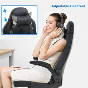 img 2 attached to Affordable PU Leather Racing Chair for Adults - Ergonomic PC Gaming Chair with Lumbar Support, Flip Up Arms, Headrest - Executive Swivel Rolling Desk Chair (Camo)