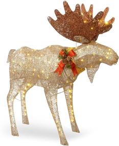 img 4 attached to 🦌 National Tree Company Crystal Splendor Moose - 4 ft: Artificial Christmas Décor with Pre-strung White LED Lights and Ground Stakes