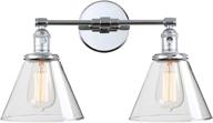 phansthy 2-light wall sconce industrial dual-light wall fixture with dual 7.3 inch cone glass shades (chrome) логотип