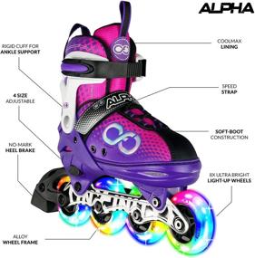 img 3 attached to 🎉 Crazy Skates Alpha Adjustable Inline Skates with Light Up Wheels - Versatile and Vibrant in Two Colors!