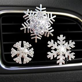 img 4 attached to 🚗✨ Bling Crystal Car Air Vent Clip Charms Set - Snowflake Aromatherapy Oil Diffuser for Women, Silver Car Freshener with Car Accessories Interior