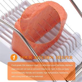 img 1 attached to 🔪 Multipurpose Stainless Steel Wire Slicer for Luncheon Meat, Spam, Eggs, Fruits, and Soft Cheese - Cuts 9 Uniform Slices