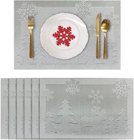 img 4 attached to Rimobul Christmas Reindeer Placemats Reindeer Silver
